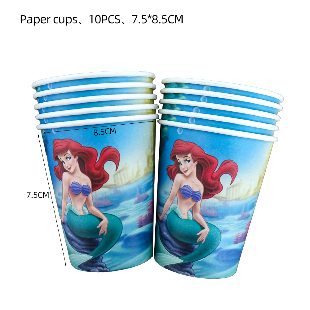 The Little Mermaid Birthday Decoration Party Balloon Plate Cup Tablecloth Banner Princess Ariel Mermaid Party Supplies For Kids