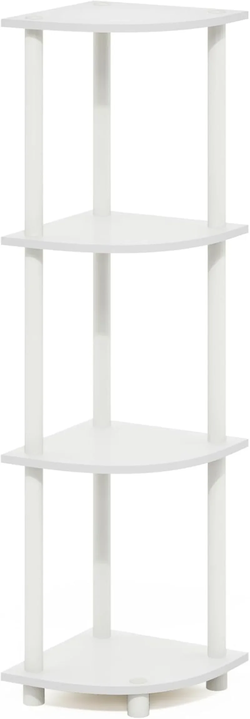 Furinno Turn-N-Tube 4-Tier Corner Display Rack Multipurpose Shelving Unit, White/White