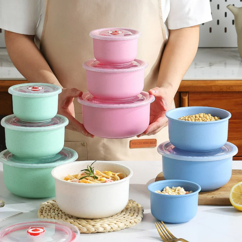 Kitchen Fresh-Keeping Bowl With Lid Dry Food Fruits And Vegetables Sealed Storage Box Portable Office Worker Lunch Box