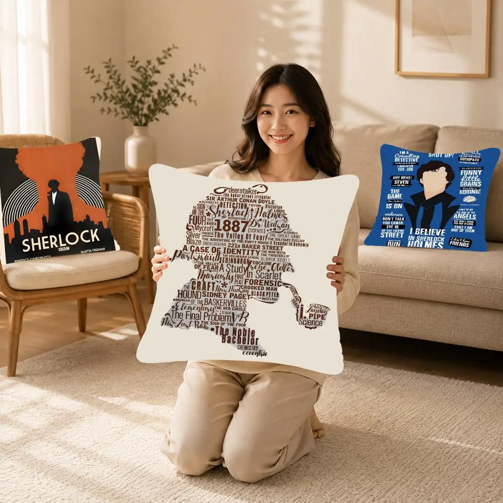 Novel Character Sherlock Holmes Cushion Cover Bedroom bed reading backrest cushion Festive plush holiday Soft plush throw