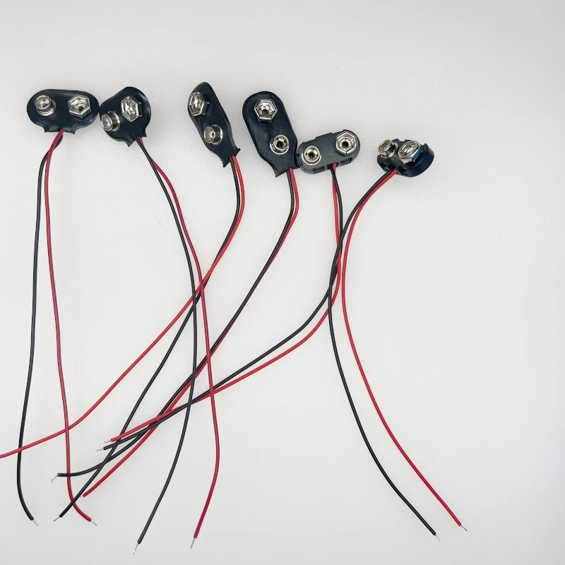 10PCS 9V Battery Power Connector Snap Clip Adapter T-type I-type 9 V Wire 15cm 24AWG Holder Cable Lead Socket Plug Buckle
