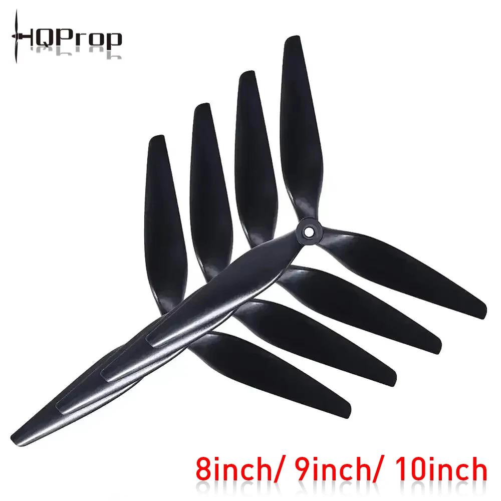 HQ MacroQuad Prop 8x4x3 8inch/ 9x5x3 9inch/ 10x5x3 10inch 3 Blade Black-Glass Fiber Reinforced Nylon Propeller for RC FPV Drone