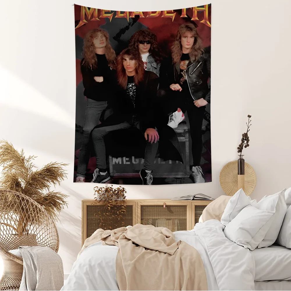 Classic Heavy Metal Rock Band Megadeths Anime Tapestry Hippie Flower Wall Carpets Dorm Decor Cheap Hippie Wall Hanging