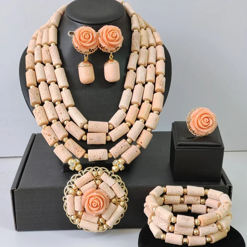 

2026 New Coral Bead Jewelry Set Nigerian Wedding