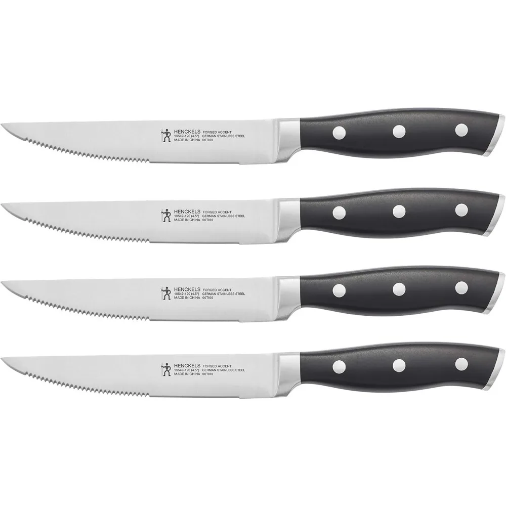 

Precision-Edged Steak Knife Set of 4, Black, Crafted with German Expertise and Over a Century of Experience