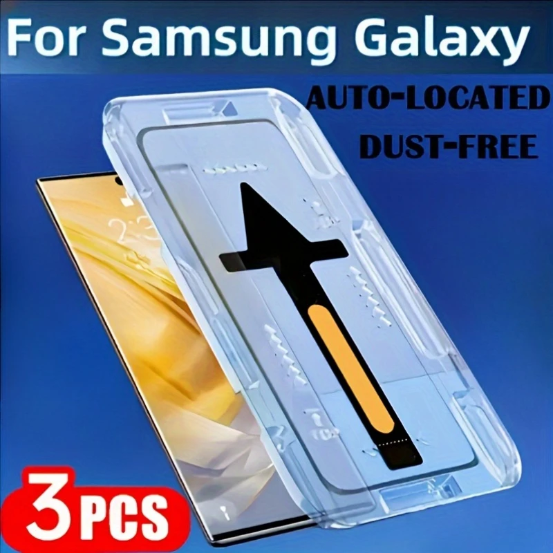 3Pcs HD Clear Tempered Glass For Samsung Galaxy S25 S24 S23 S21 S22 Ultra S25 S23 Plus Full Cover Easy Install Screen Protector