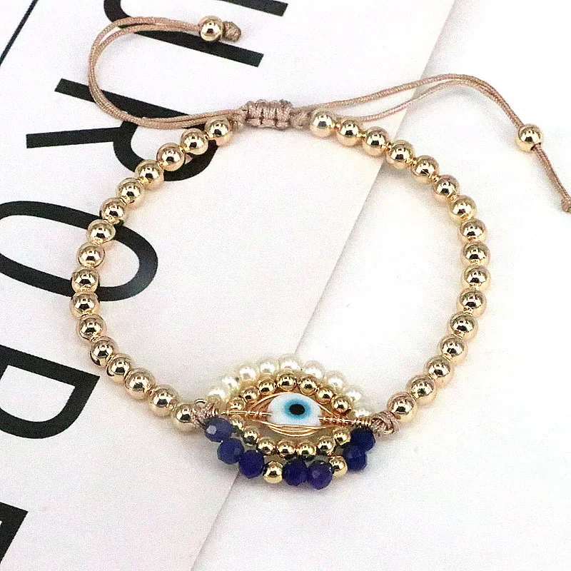 Rice bead bracelet Originality Devil's eye Tide Simple Hand knitting Geometry Roundness Bohemia Adjustable Beading hand