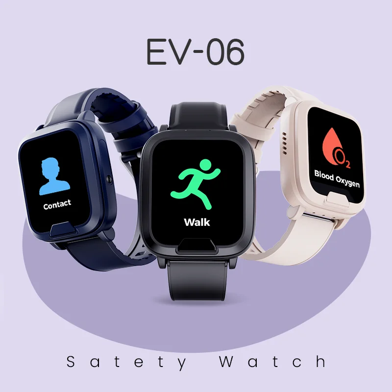 EV06 Watch Visual Disabled 4G GPS WiFi LBS Position Fall down Alarm SOS Telecare Health Monitor with Silicone Band