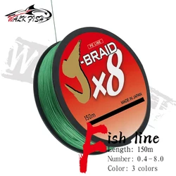 WALK FISH 8X Fishing Line 150M 8 가닥 꼰 강한 마모 저항 Multifilament 낚시 라인 Strong Fishing Line Japan