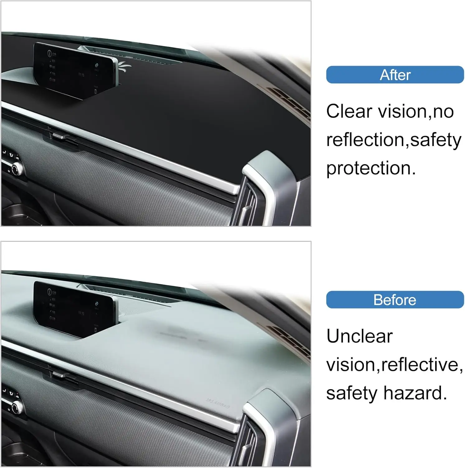 حصيرة غطاء لوحة القيادة لمازدا 2023-2025 2026 CX-50 CX50 ملحقات (مع HUD) مادة الفانيلا السوداء المضادة للانزلاق غطاء داش حصيرة