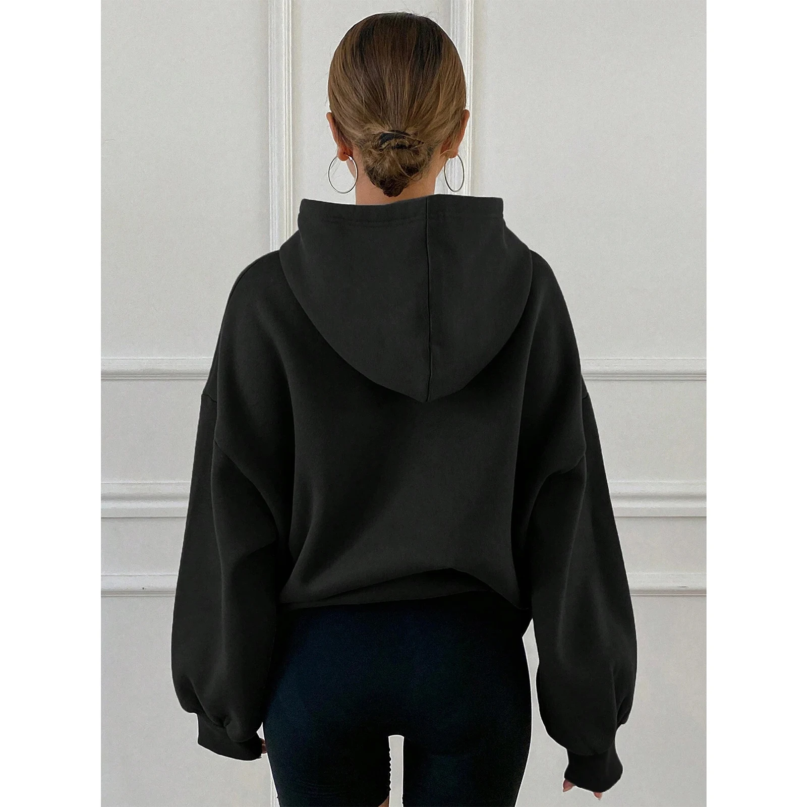 بلوزات عصرية لعام 2025 بلوفرات شتوية للسيدات بلوزة فضفاضة غير رسمية بغطاء للرأس كبيرة الحجم مطبوعة لعيد الميلاد سترة مريحة بأكمام طويلة #5