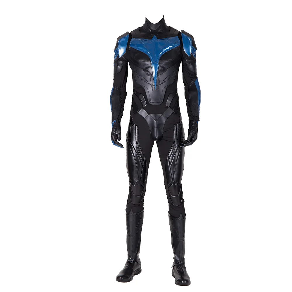 

Men's Nightwing Leather Costume Adult Mens Dick Grayson Halloween Cosplay Outfits Full Set with Eye Mask Hand Made