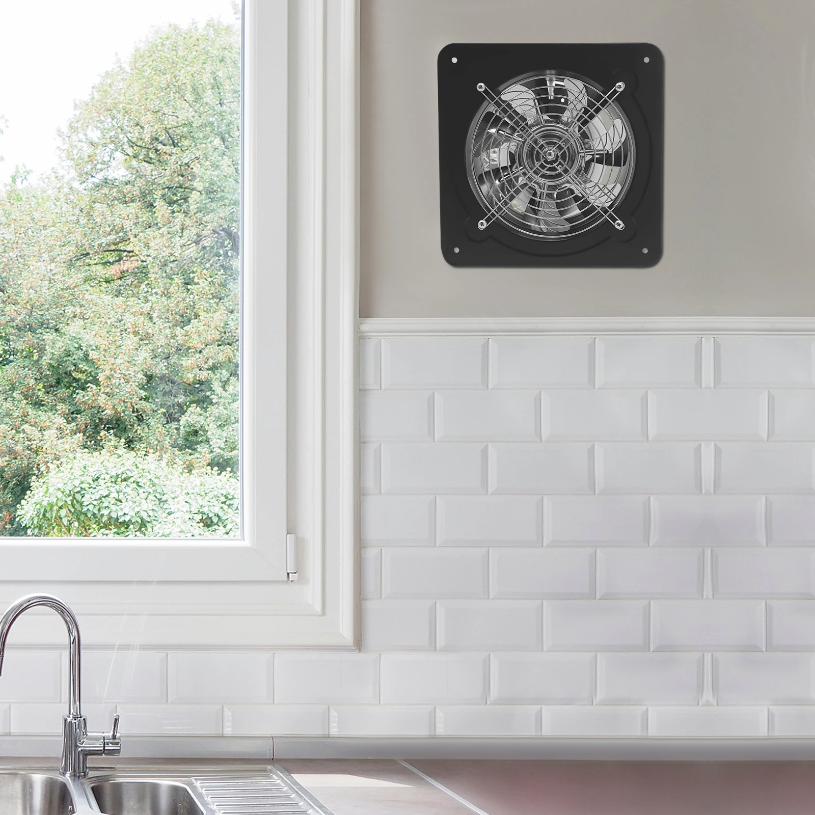 

8-дюймовый вытяжной вентилятор, вентилятор для ванной комнаты переменного тока 110 В, настенный вентилятор с демпфером обратного потока, высокоскоростной, 2600 об/мин, 7 лопастей