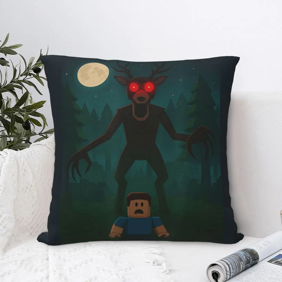 99 Nights In The Forest Scary Deer Pillow Cover Soft Pillow Case Cushion Cover Cute Graphic Pillowcases For Sofa Home Decorative