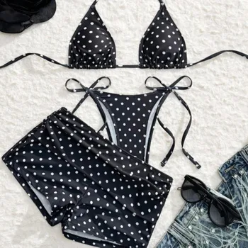 Dot Three-Piece Bikini Set 5 Dot Sexy 3Pcs Bikinis Set Female Swimsuit Women Three-Piece Swimwear Beach Swim Wear Bathing Suits Brazilian Bikini Pool Bather 5