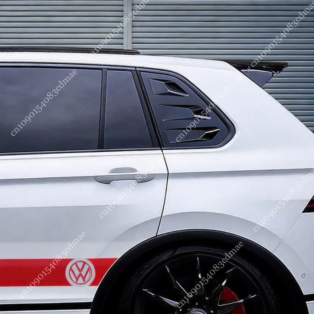For Volkswagen Tiguan MK2 R-Line R TSI TDI SWB 2016-2023 Pair Gloss Black Rear Quarter Window Louver Vent Cover Trim Car Styling