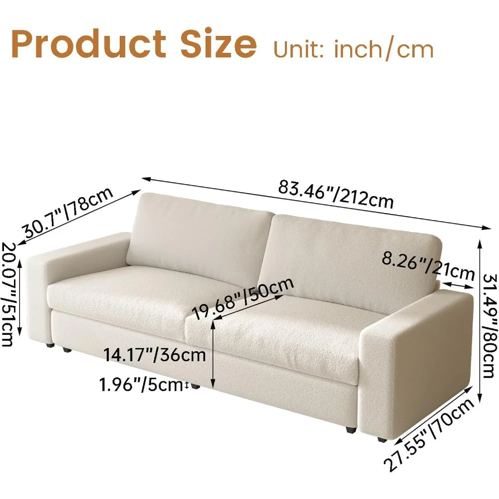 Удобный 2-местный двухместный диван с глубокими сидениями, толстыми подушками и подлокотниками для современной домашней гостиной