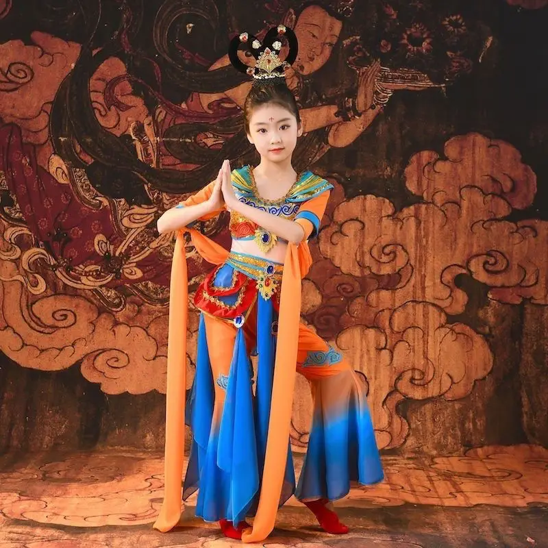 Children's Dunhuang Flying Dance Costume Performance Clothing for Girls Fluent Chinese Style Classical Dance Rebound Pipa Perfor