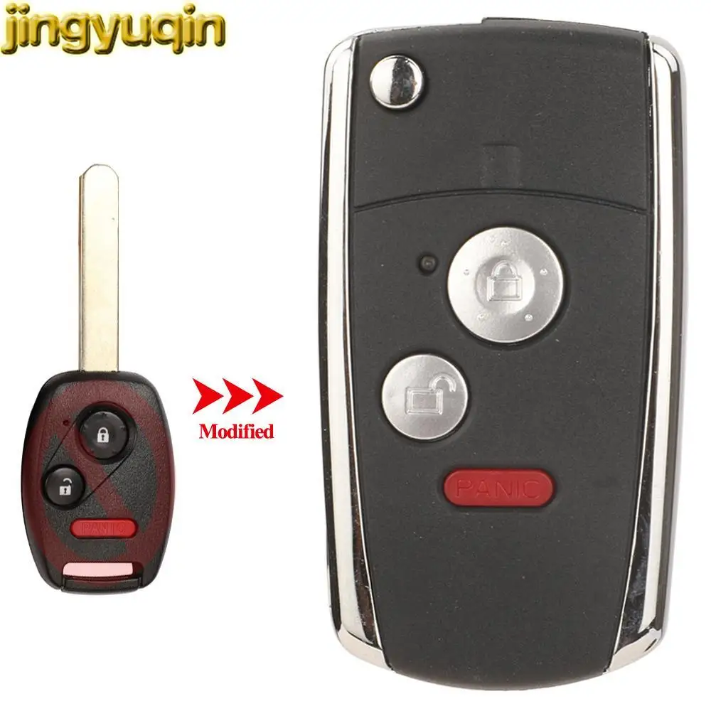 

Jingyuqin 5pcs 3 Buttons Flip Remote Car Key Fob Shell For Honda Accord CIVIC STREAM 2006 2007 2008 2009 2010 2011