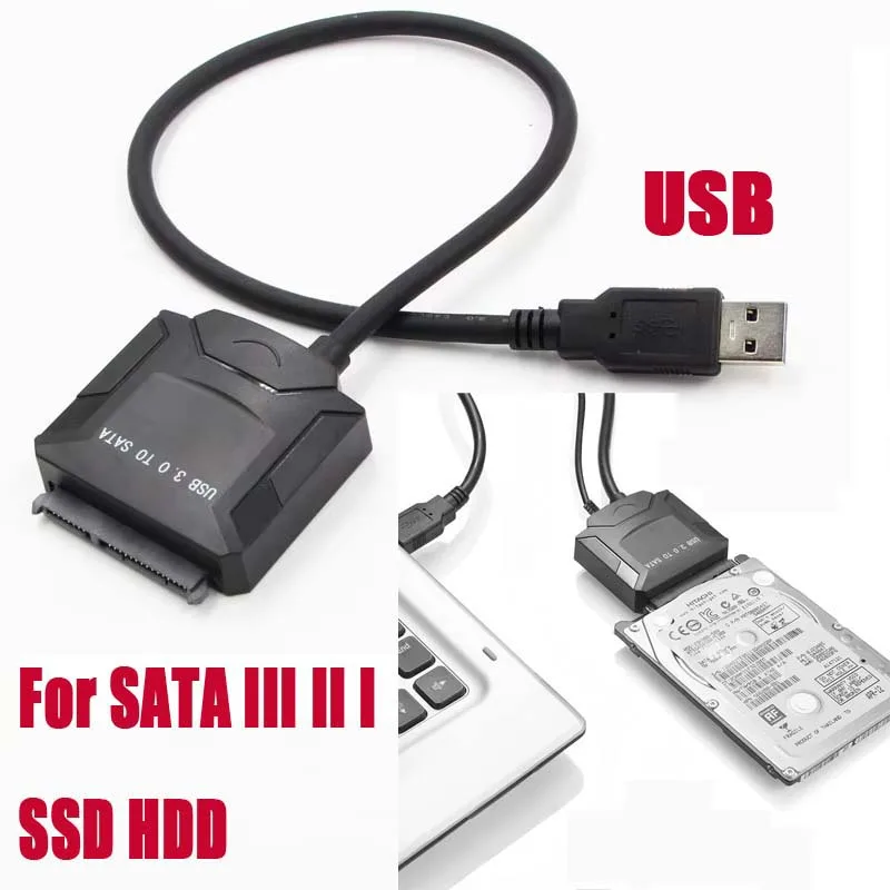 

Кабель-адаптер USB 3.0 к SATA Конвертер жесткого диска SATA III II I Удлинитель SSD 2,5 дюйма 3,5 дюйма Внешний разъем жесткого диска с портом питания