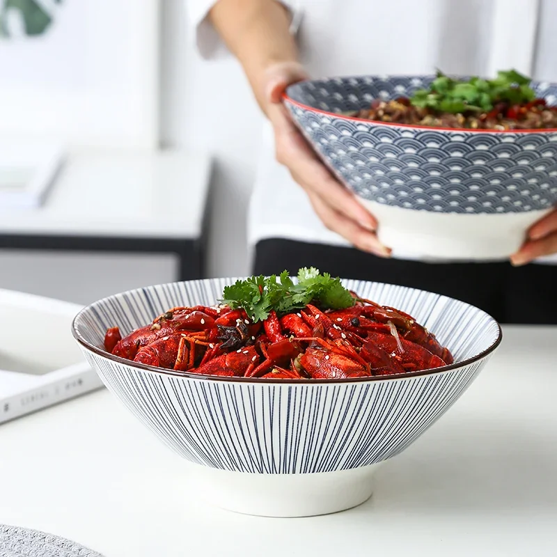 Large Size Creative Nordic Japanese Style Soup Bowl for Home Use Instant Noodles Restaurant Special 8 Inch Ceramic Bowl