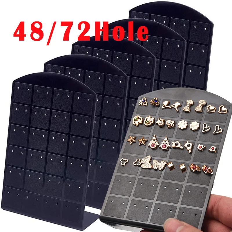 

48/72 Holes Plastic Earrings Studs Display Organizer Stand Earring Holder Jewelry Display Holder Showcase Storage For Stud