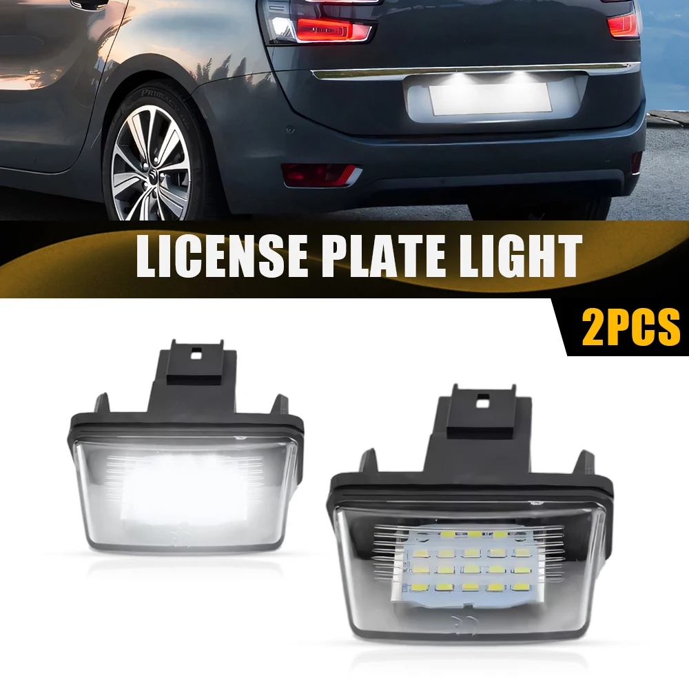

2Pcs White LED License Plate Light For Citroen C3 C4 С5 BERLINGO XSARA Peugeot 206 207 306 307 308 LED Auto Lamp Waterproof