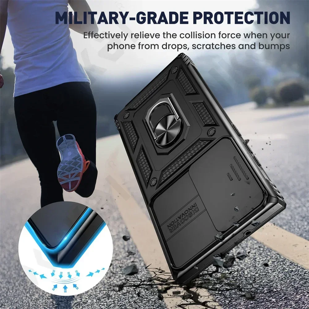 Case For Samsung Galaxy S24 S23 S22 Ultra Plus Note 20 Ultra A15 FE A54 A25 Military-Grade Protection Phone Slide Camera Cover