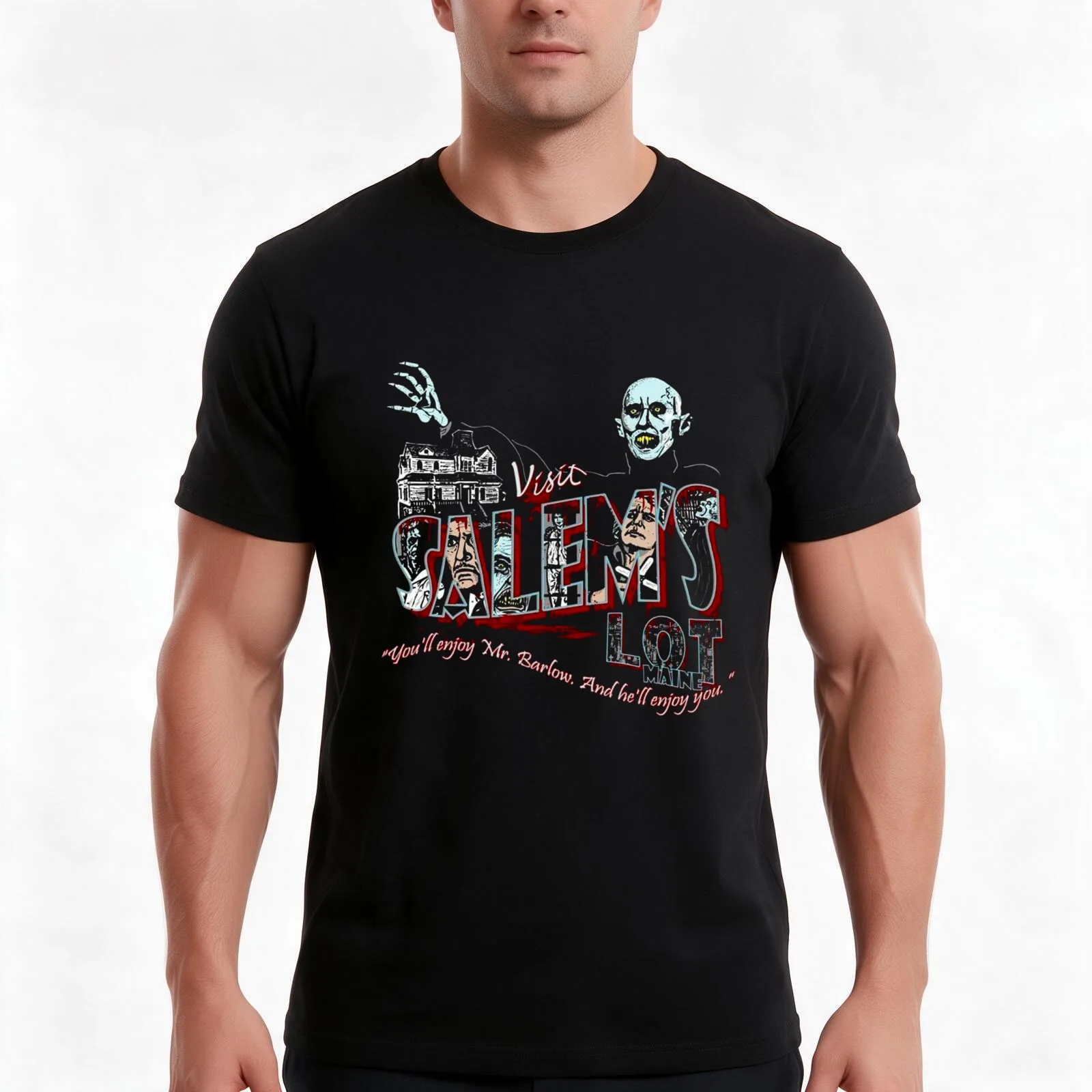 Visit Salems Lot Maine You'll enjoy Mr Barlow and He'll enjoy you T-Shirt, Summer Casual Cotton Tee, Oversized Streetwear Tops