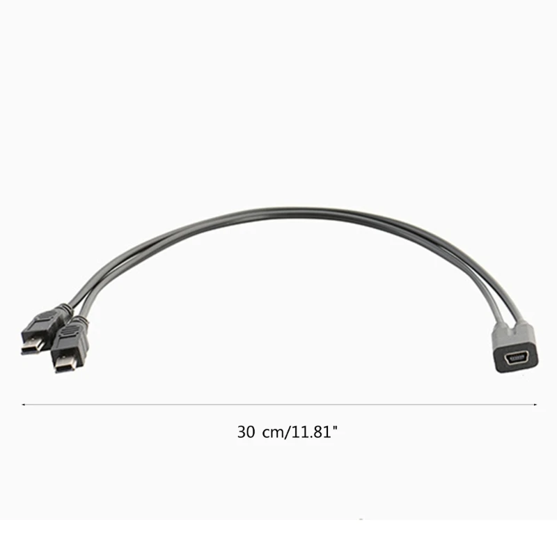 Mini USB 1 do 2 lat kabel splittera kabel USB 2.0 Mini 5-pinowy żeński do podwójnego 2 męski konwerter do szybkiego ładowania