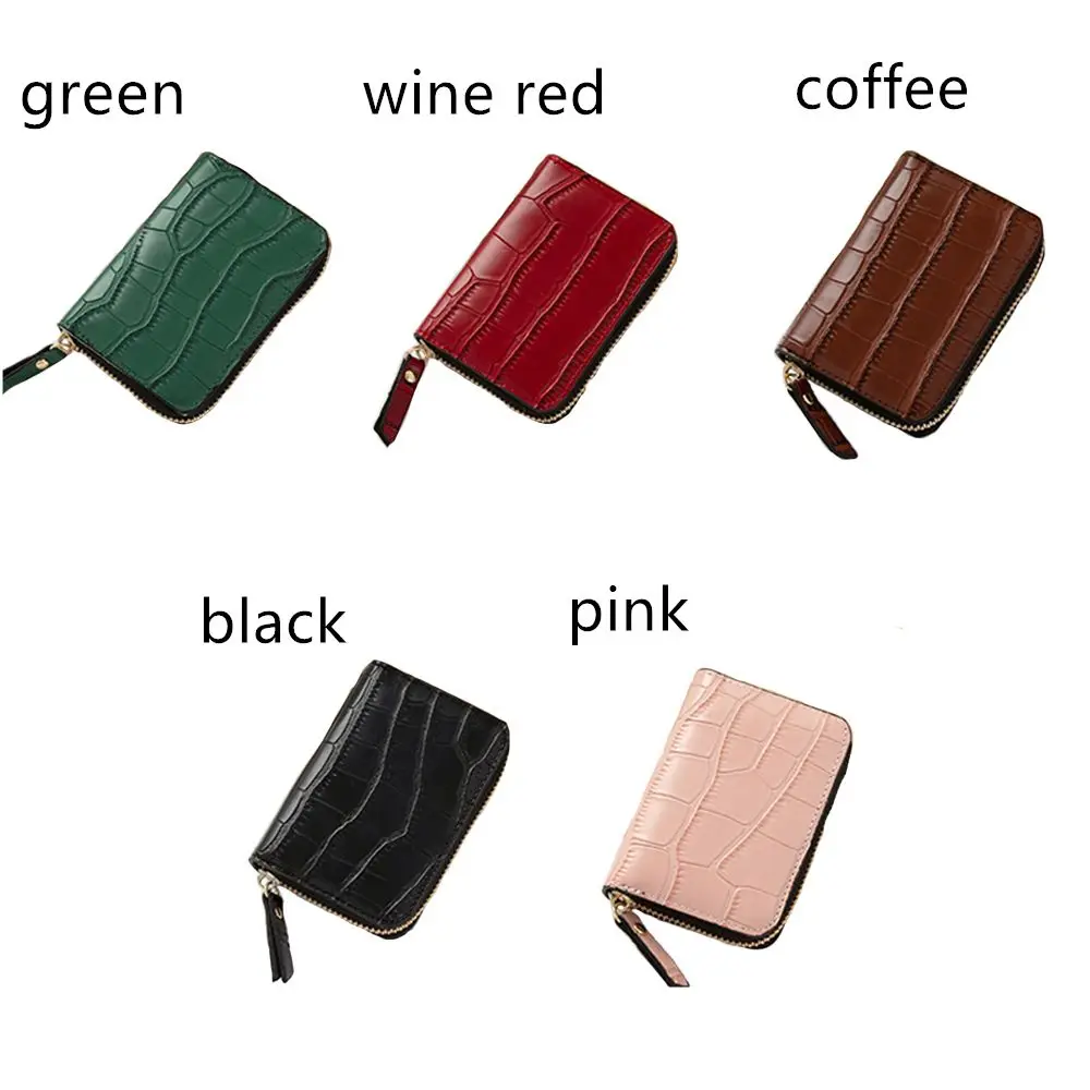 PU Leather Slim Zipper Case, titular do cartão, carteira, cartão de crédito, identificação, titular do cartão bancário