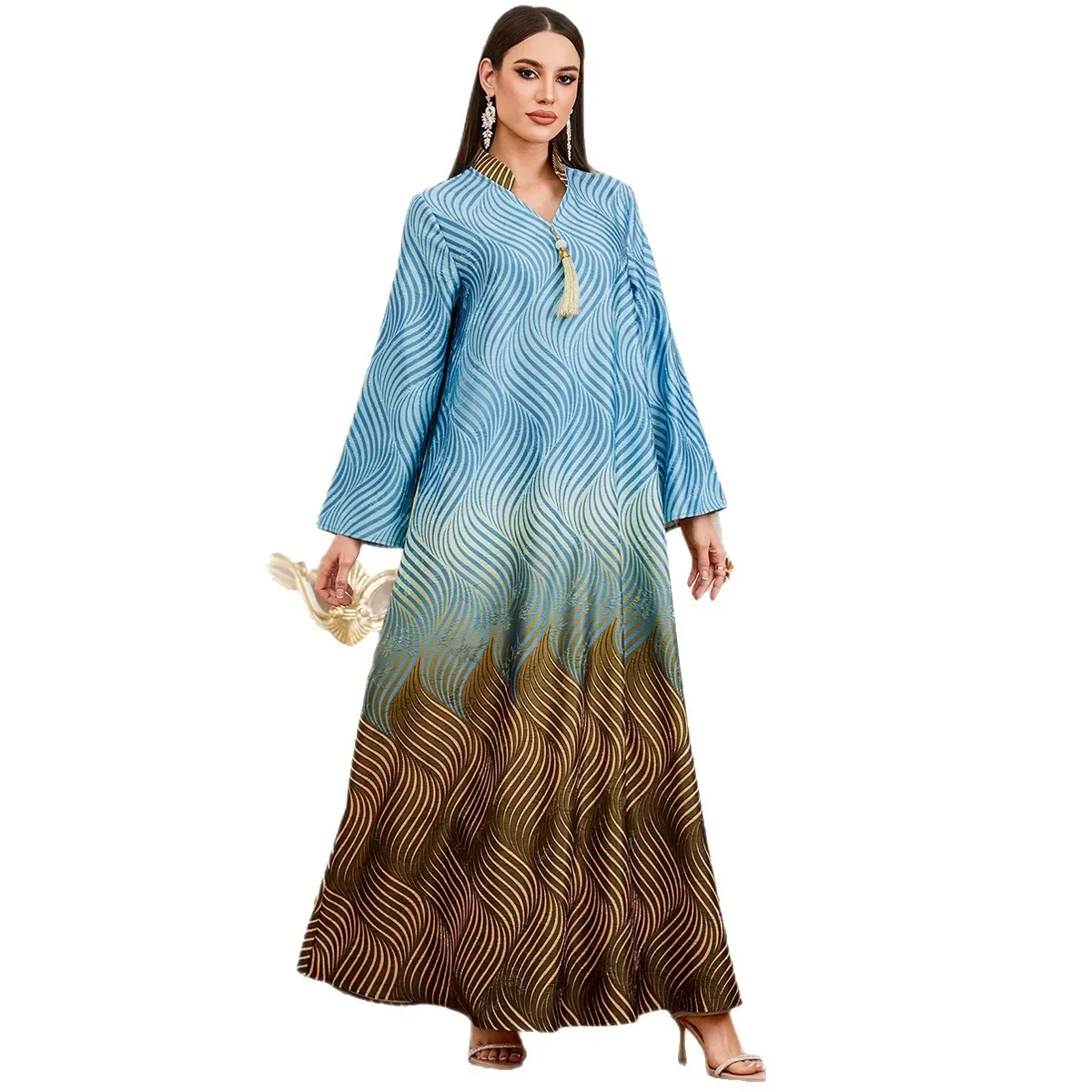 

Ид праздничное платье Абая женское платье с принтом Vestidos Largo Jalabiya элегантное мусульманское платье Дубай Рамадан Марокко молитвенный кафтан халат Абая 2026