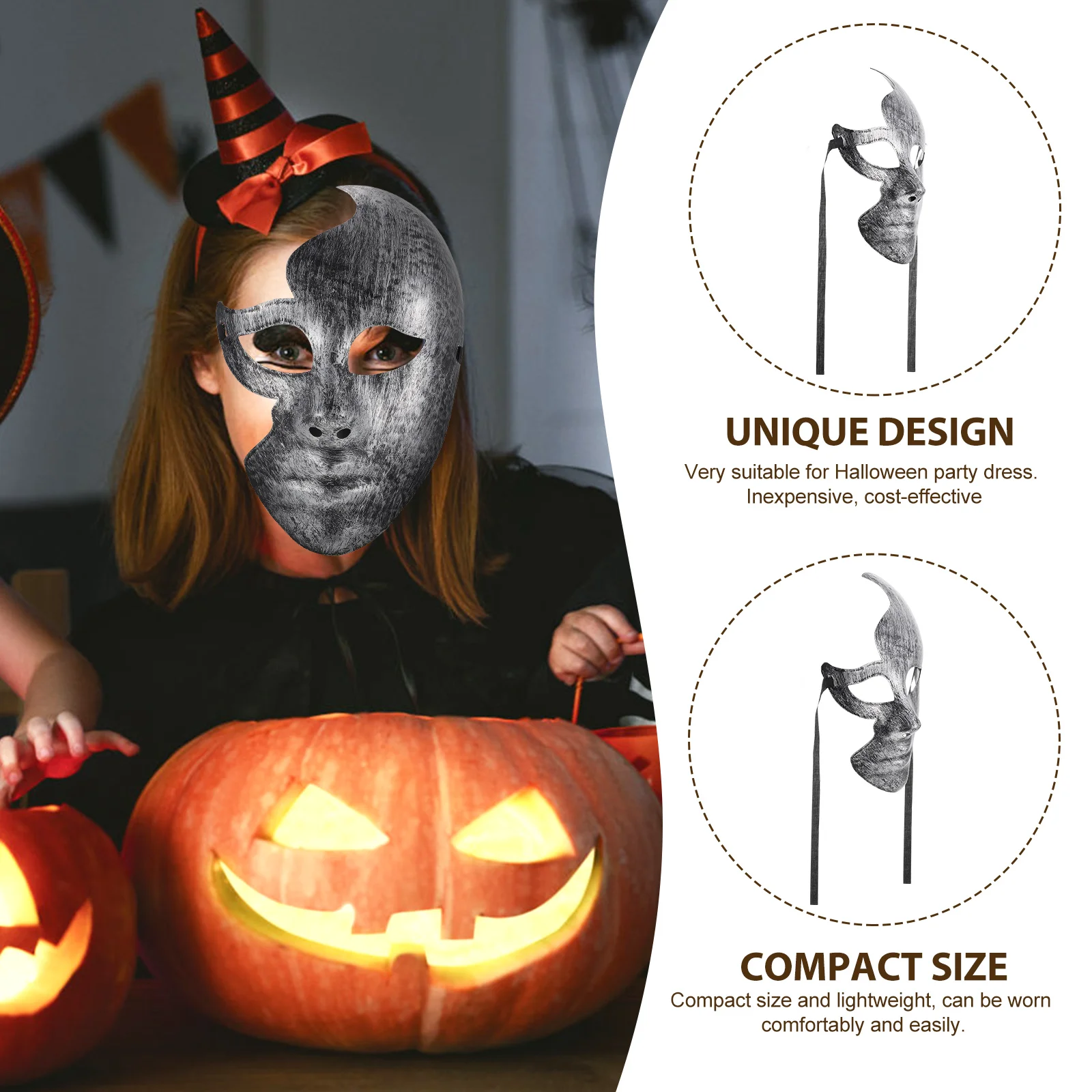 

2 Pcs Mask Decorative Masks Party Carnival Half Face Masquerade Creepy Halloween Prom