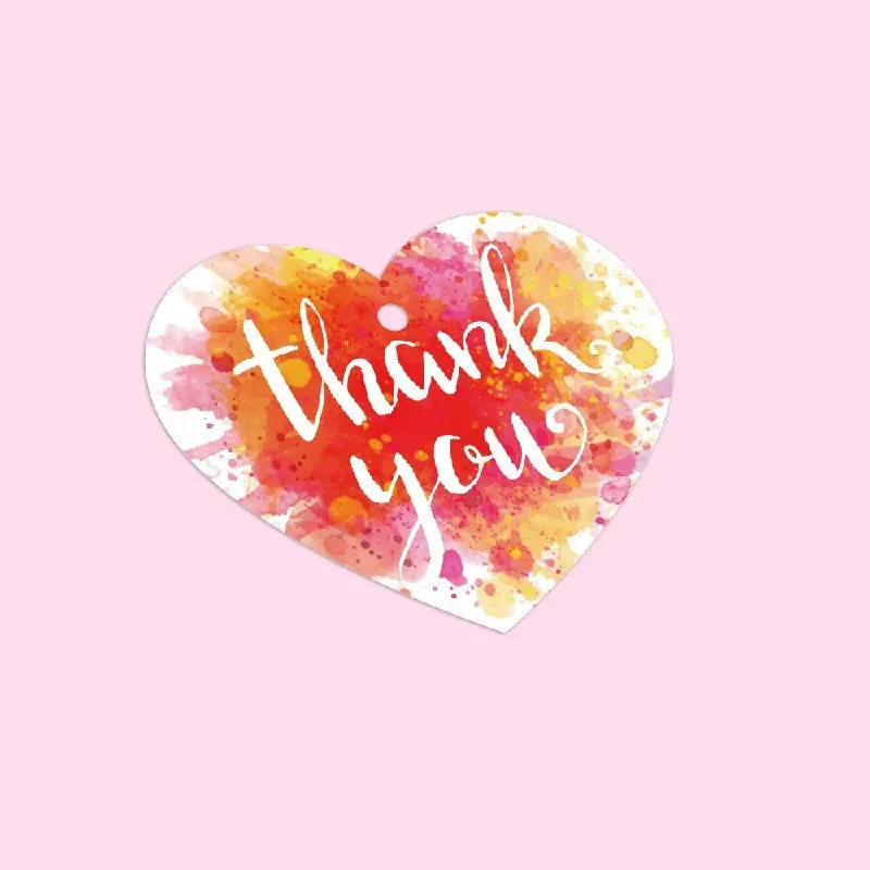 소기업용 하트 모양 걸이식 감사 카드, 라벨 태그, 선물 상자 장식, 인사 포장 용품, 도매