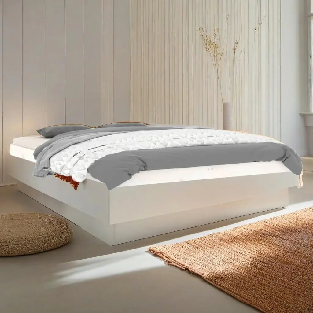 140x200 cm White Solid Pine Bed Frame (No Mattress) - Durable & Stylish Design for Any Bedroom