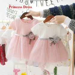 Summer Princess Dress Newborn Infant Girls Dress Patchwork Mesh  Baby Girl Clothing Toddler Kids Birthday Party Clothes