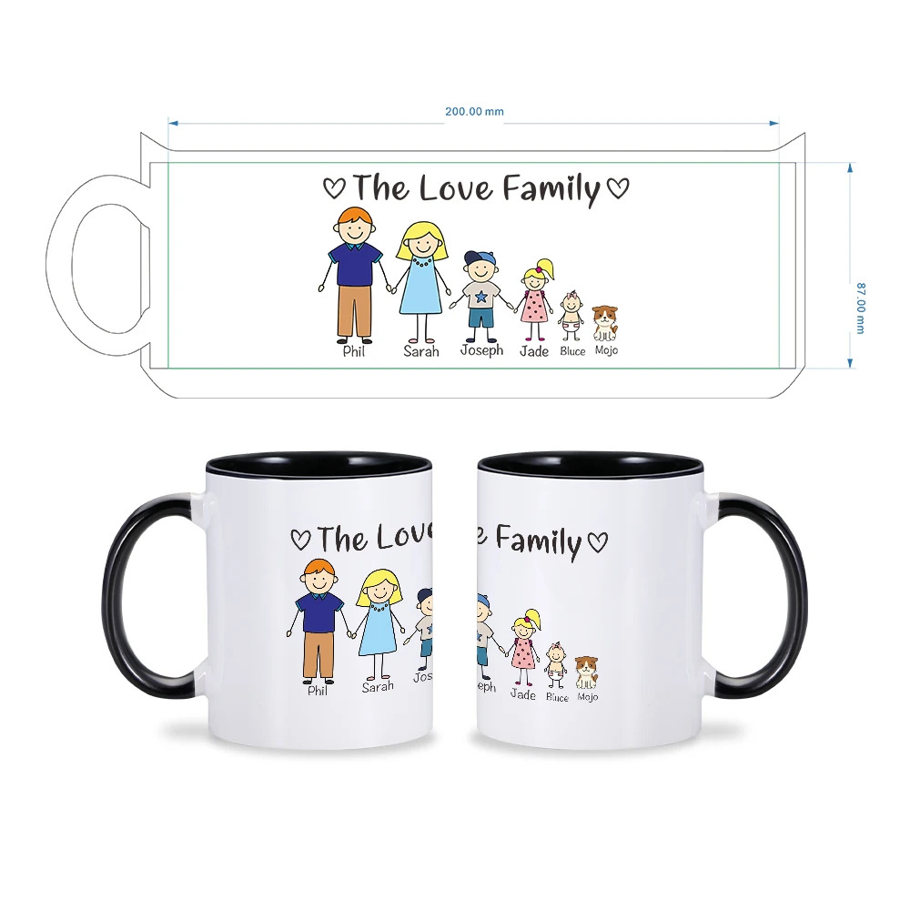 Personalized Family Love Mug Gifts Customized Name Coffee Mug for Father Mother Original Gifts to Daddy Mom Ceramic Milk Tea Cup