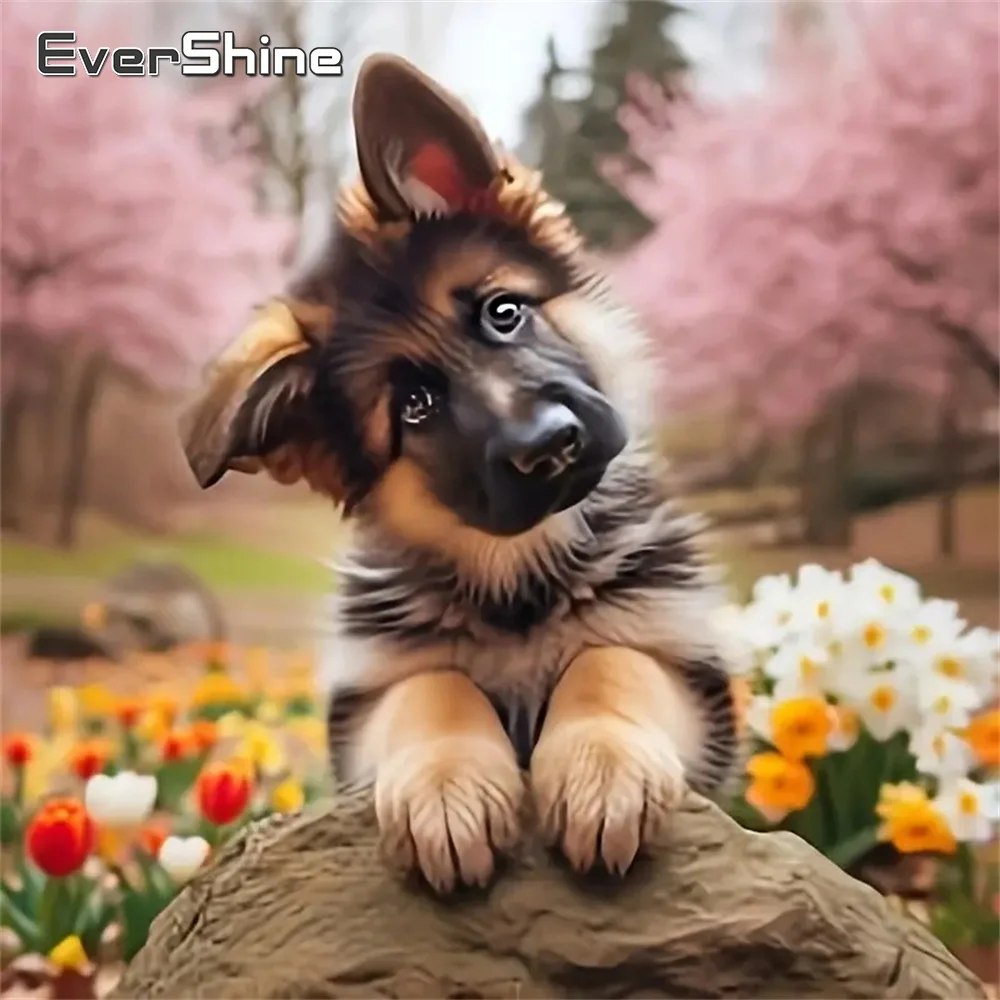 Evershine Diamant Stickerei Hund Tier Neue Ankunft DIY Malerei Blumenmuster für Erwachsene Anfänger Mosaik Handgemachtes Geschenk