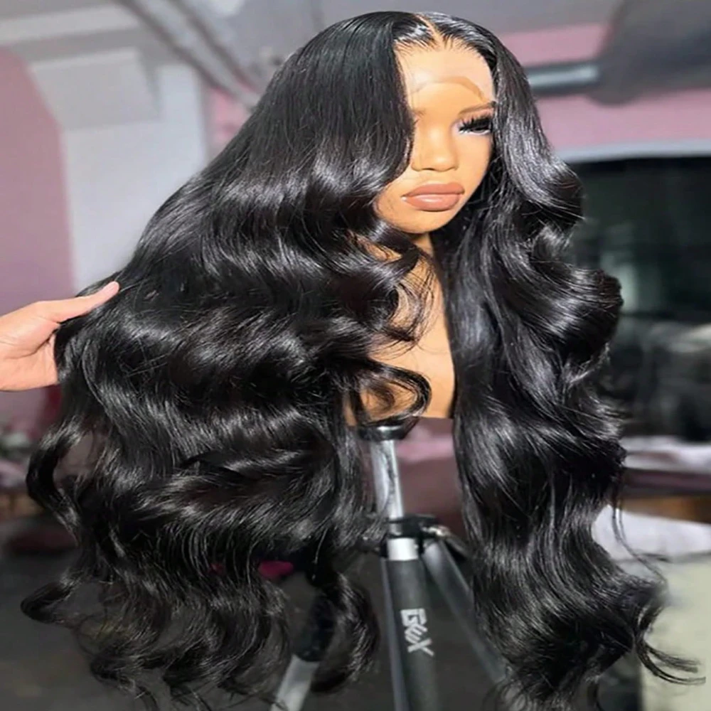 

Парик из натуральных волос 13x4 HD Lace Front, натуральный черный, с эффектом Body Wave, плотность 250%, 12A, без клея