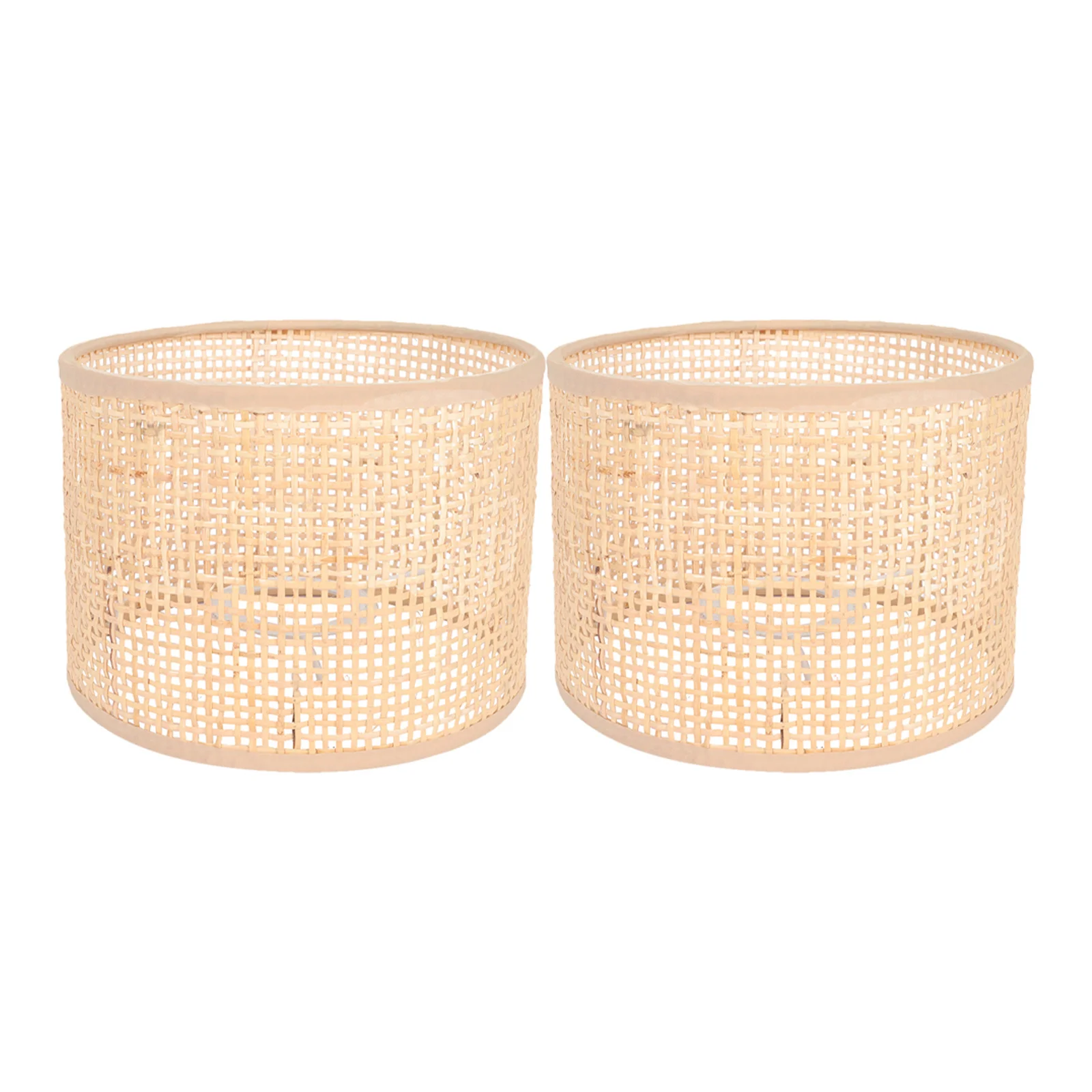 

2pcs Woven Rattan Lampshade Bamboo Light Cover Soft Lighting Pendant Lamp Shade For Living Room Bedroom Cafe Restaurant
