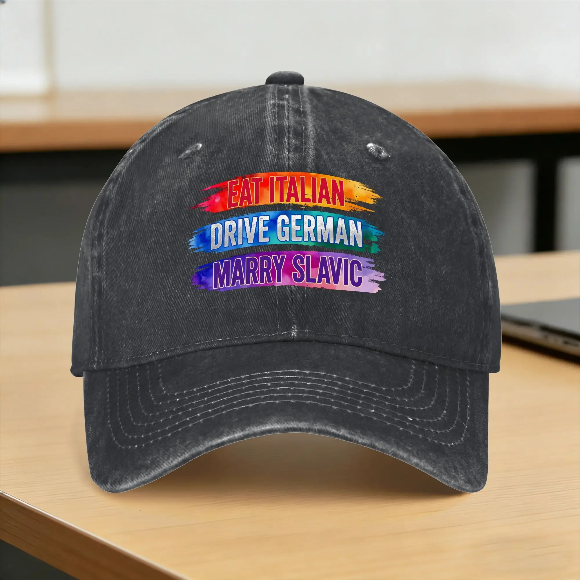 Eat Italian Drive German Marry Slavic Sun Baseball Cap Unisex Men Custom DIY Hip Hop Hats Summer Sports Sun-Proof Baseball Caps