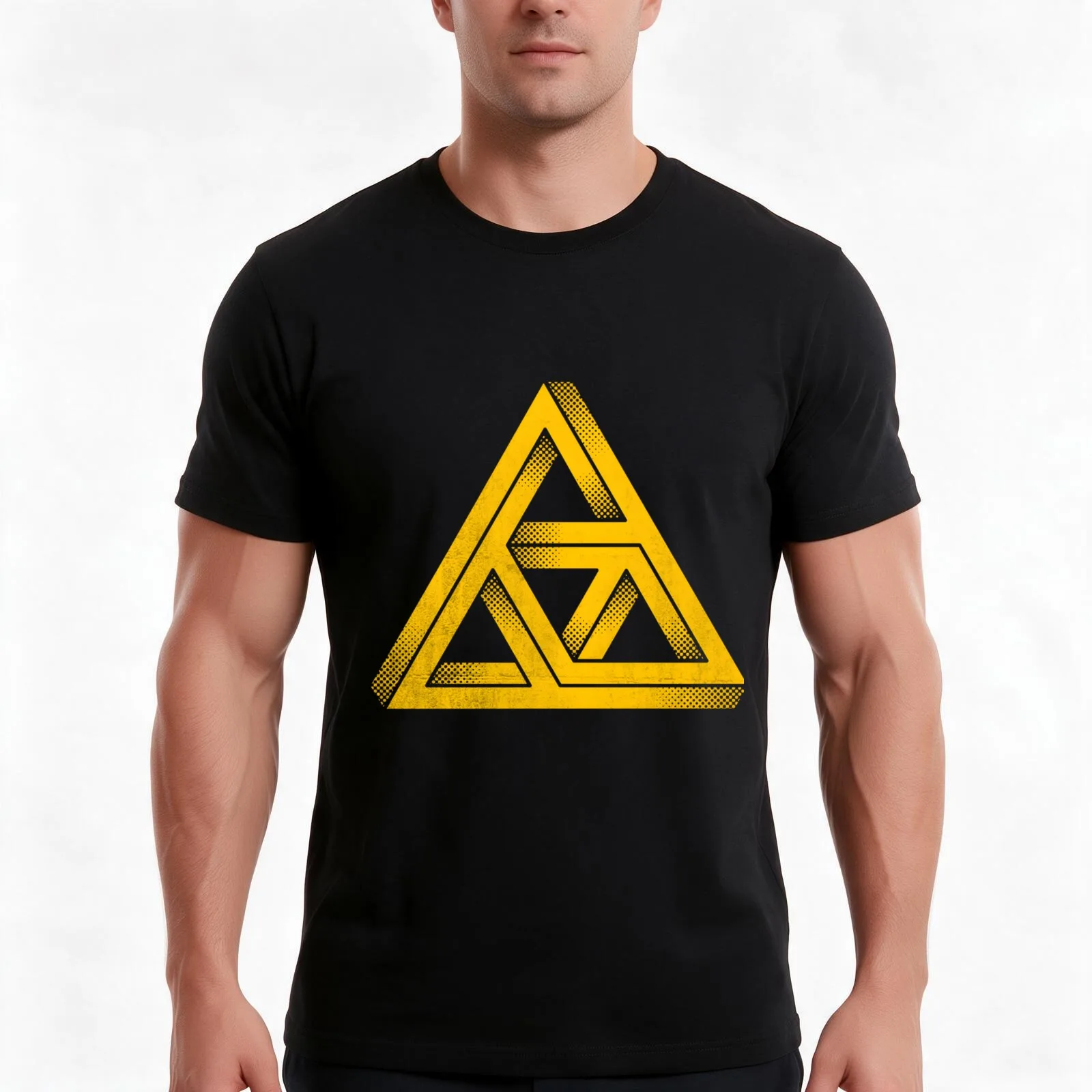 Penrose Triforce Classic T-Shirt, Summer Casual Cotton Tee, Oversized Streetwear Tops, Vintage Graphic Print, Unisex Men Women