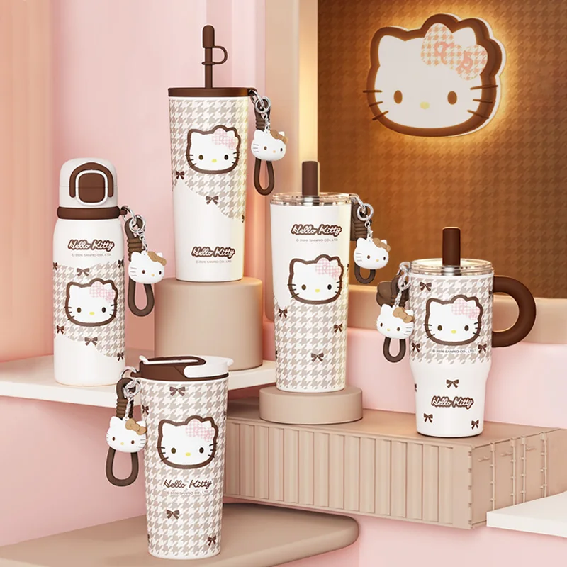 1pc Hello Kitty Tumbler, Stainless Steel Insulated Cup, Portable Straw Mug, Ideal Birthday Gift