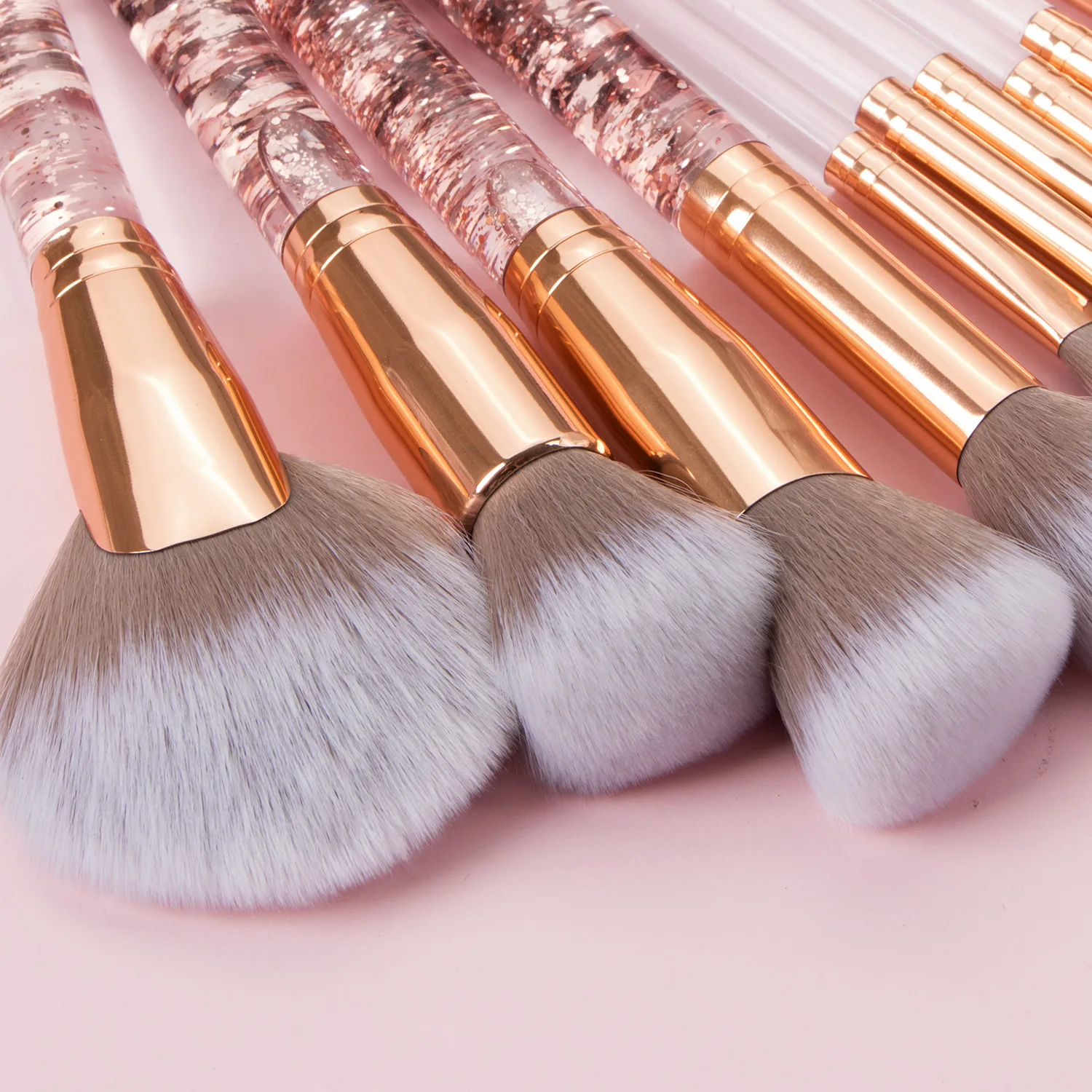 Fashion 10pcs Makeup Brush Set Glitter Shinny Crystal Foundation Blending Power Contour Face Cosmetic Beauty Make Up Tool Set