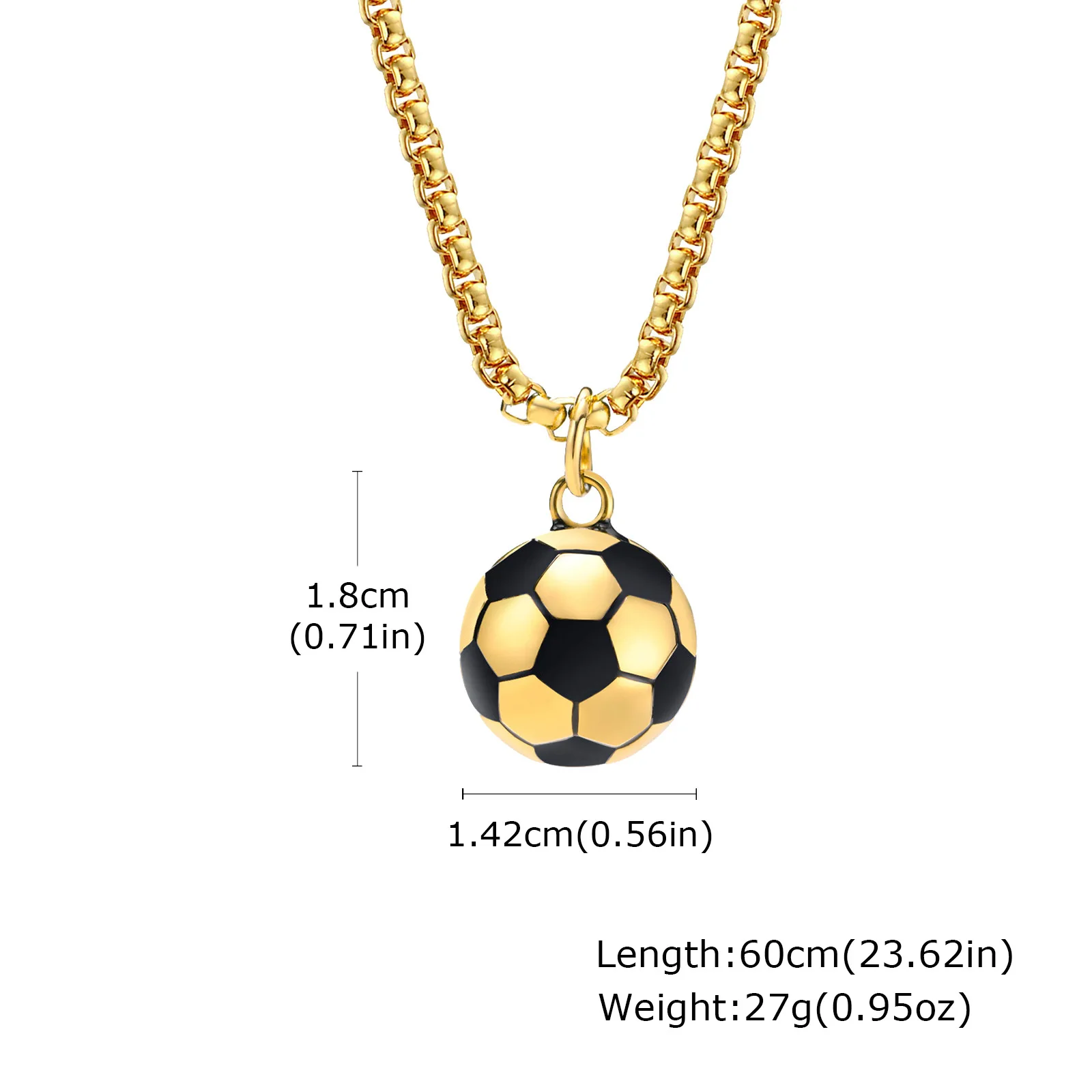 316L Stainless Steel 3D Football Ball Cool Necklaces for Men Pendant, Sports Players Favors Jewelry, 3mm 24inch PN-1020G