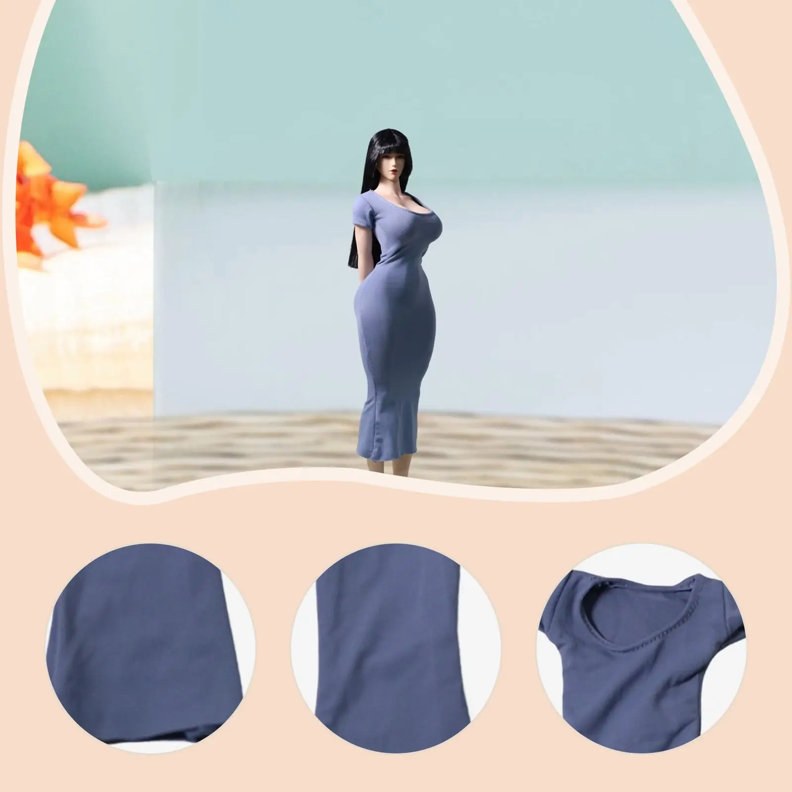 Roupa Feminina em Escala 1/6, Vestido Miniatura Estiloso, Vestido Justo Colecionável para Figura de Ação de 12 polegadas