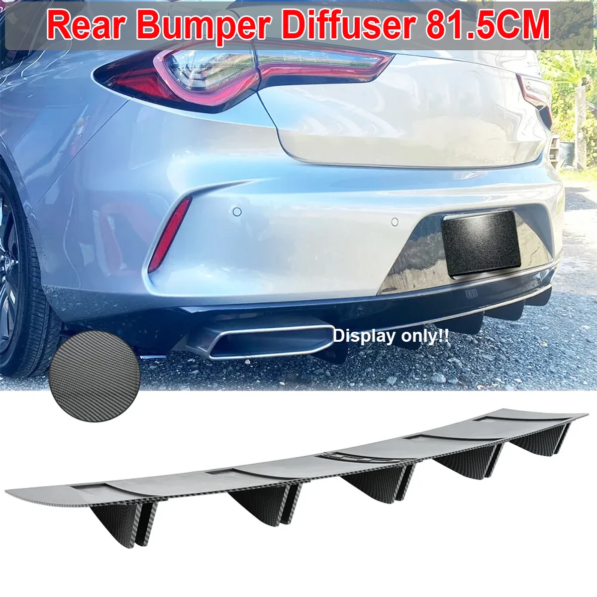 

81.5cm For Acura TLX 2015-2024 Universal Rear Bumper Diffuser 5 Shark Fin Curved Splitter Canard Cover Car Styling Accessories