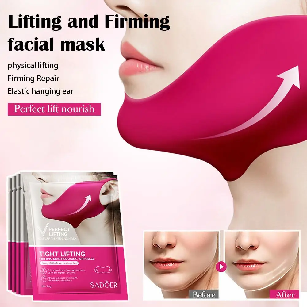 1/2/3/5pcs V-Shaped Face Lifting Mask Ear-Hanging Nano-Hydrogel Mask Women Skin Hydrating Moisturizing Lifting Firming Mask