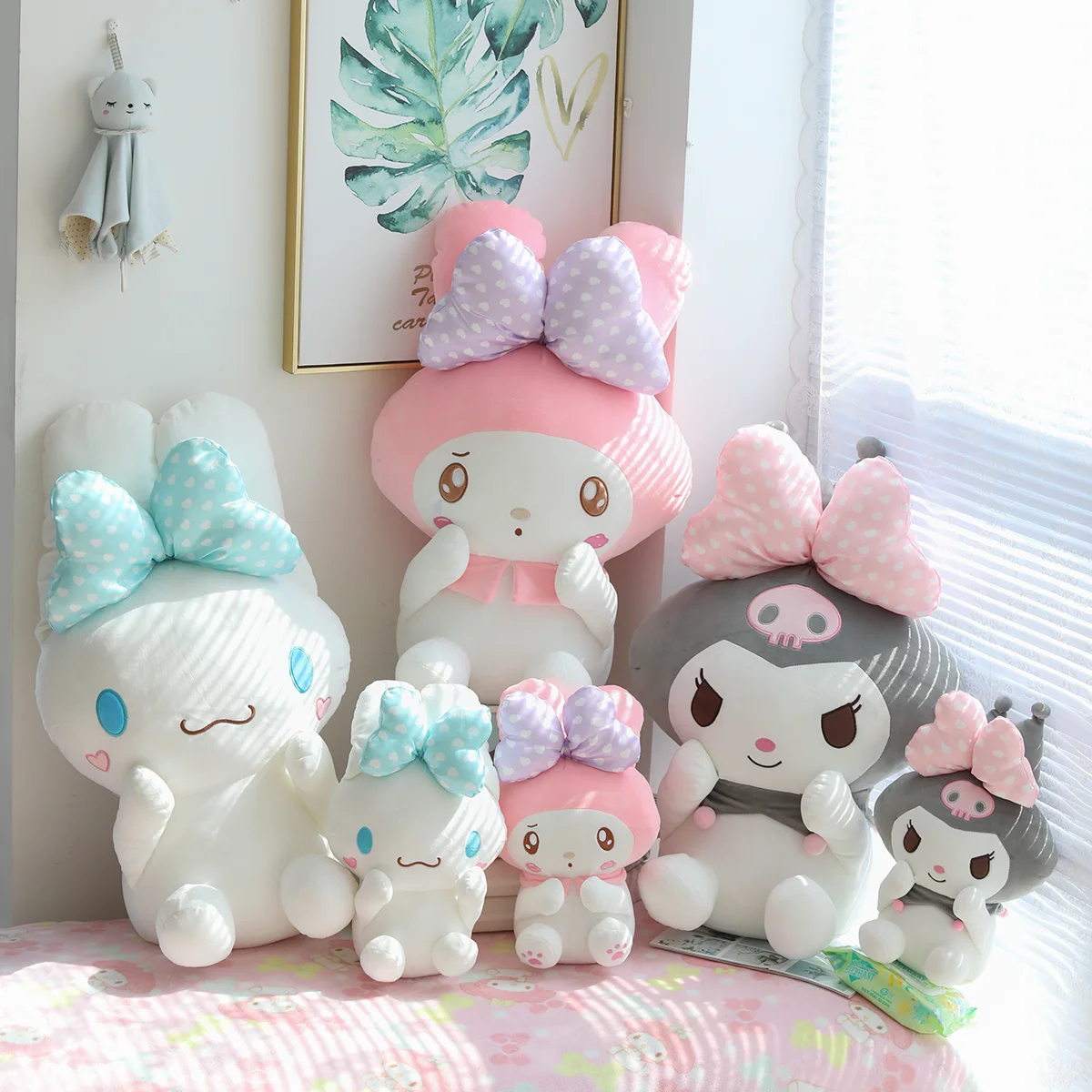

Cute Lovely Anime Plush Toy Stuffed Kuromi Melody Plushies Soft Hug Pillow Kawaii Cinnamoroll Doll Home Decor Christmas Gift