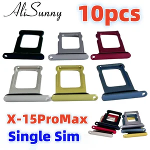 Bilashmart 10 Single Sim Card Tray Holder iPhone 15 14 Plus 12 13 11 Pro Max X XR XS Sim Nano Adapter Slot Fix Parts